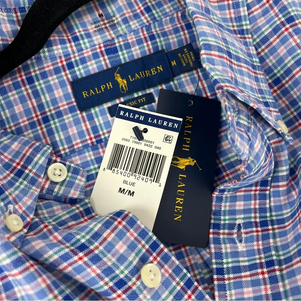 NEW Ralph Lauren Blue and White Casual Button Down Shirt - Picture 3 of 3